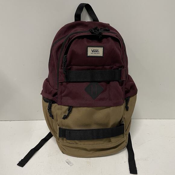 Vans Planned Pack 3 Skate Backpack Board Straps Maroon Red Canvas Bag - Picture 1 of 7